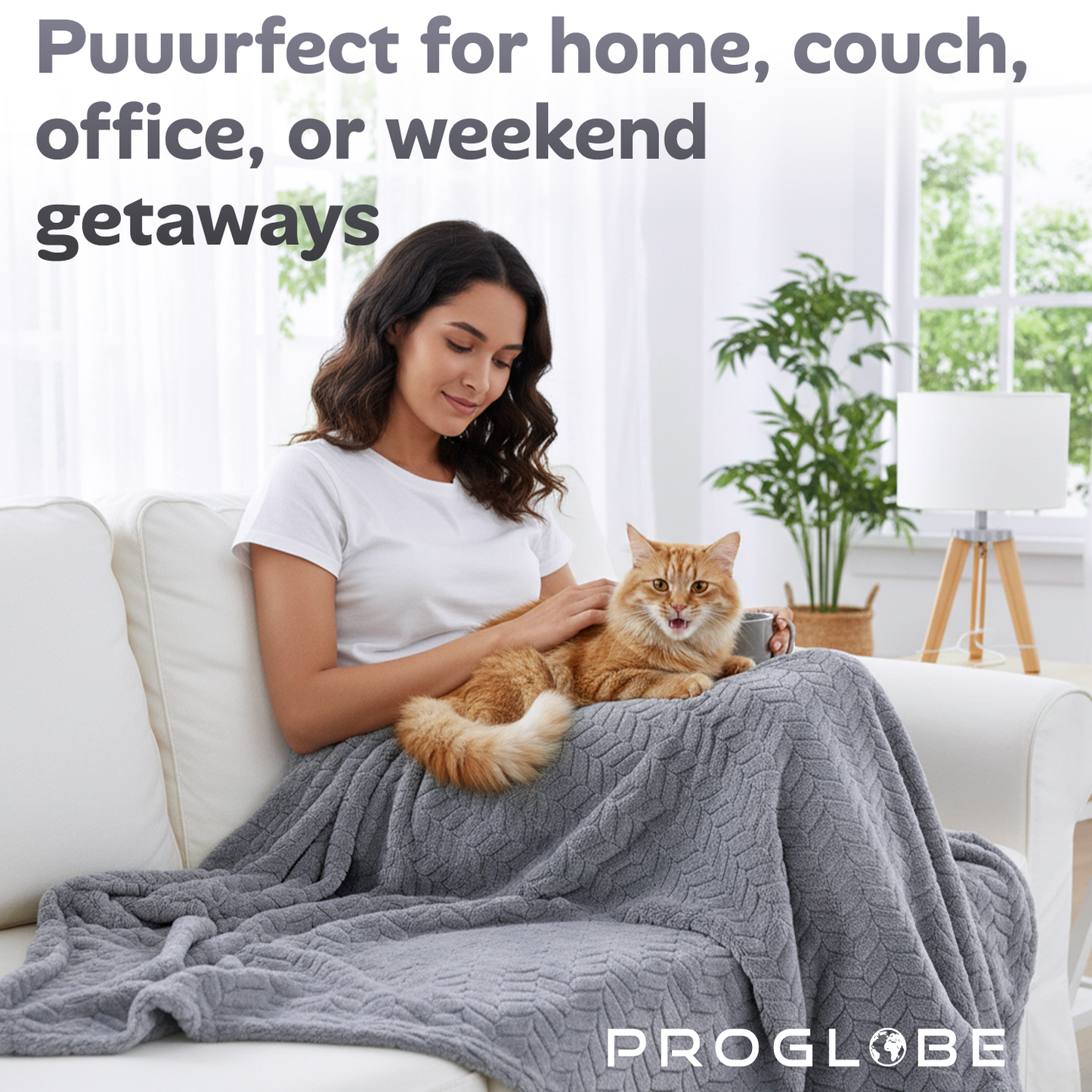 Proglobe Premium Travel Blanket – Gray Lightweight Micro Plush Blanket for Airplanes, Camping & All-Season Travel Comfort