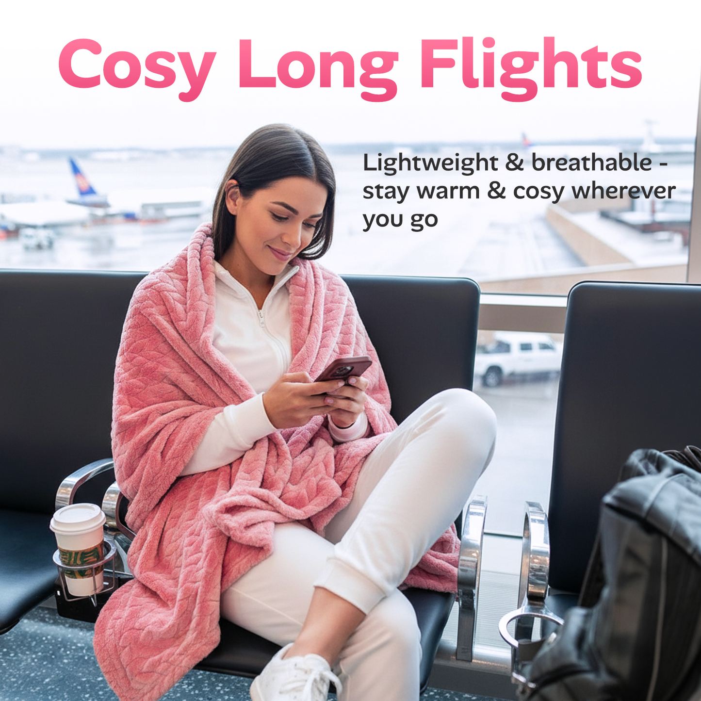Proglobe Premium Travel Blanket – Lightweight Micro Plush Blanket for Airplanes, Camping & All-Season Travel Comfort