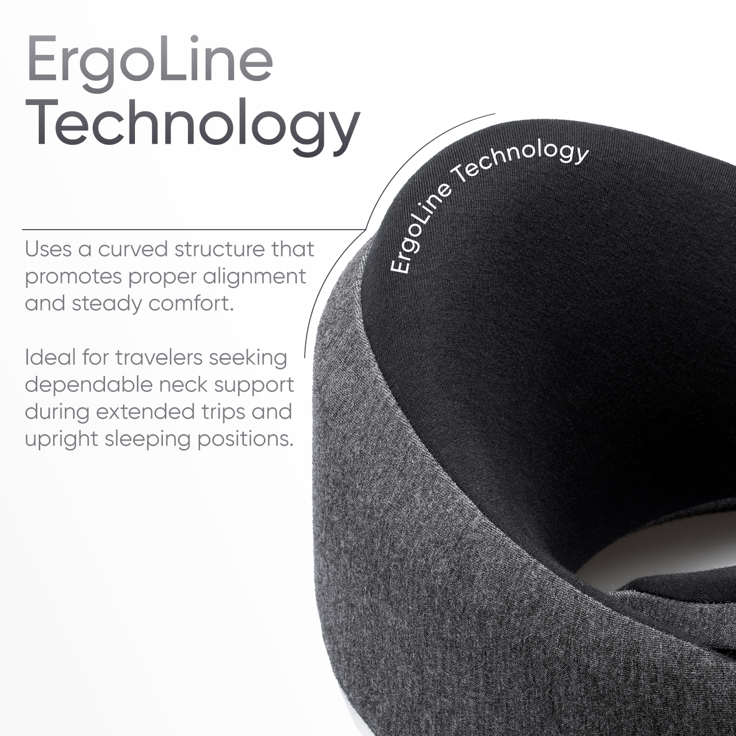 Ash Black Memory Foam Luxe Travel Neck Pillow for Airplanes – Lightweight Ergonomic Chin Support Pillow with Compression Bag for Long Flights