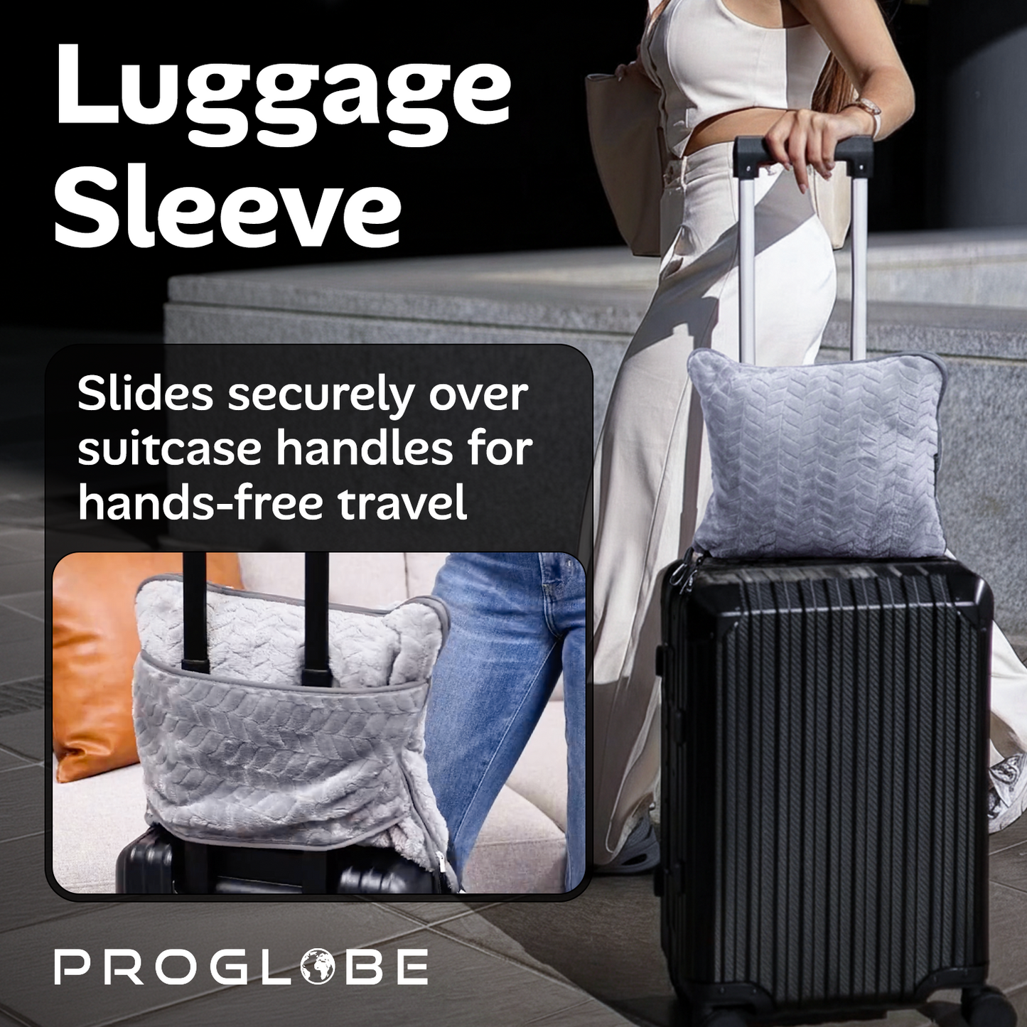 Proglobe Premium Travel Blanket – Gray Lightweight Micro Plush Blanket for Airplanes, Camping & All-Season Travel Comfort