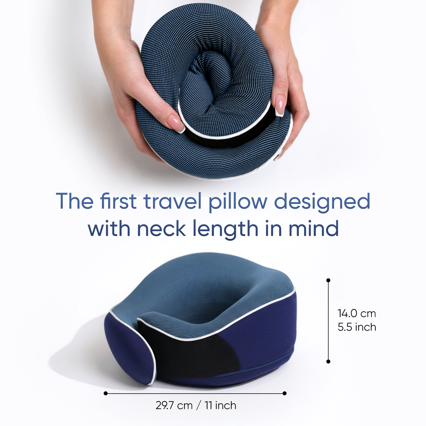 Proglobe Orthopedic Memory Foam Travel Neck Pillow Set – 360° Support Pillow with 3D Eye Mask, Earplugs & Luxury Mesh Carry Bag - Blue