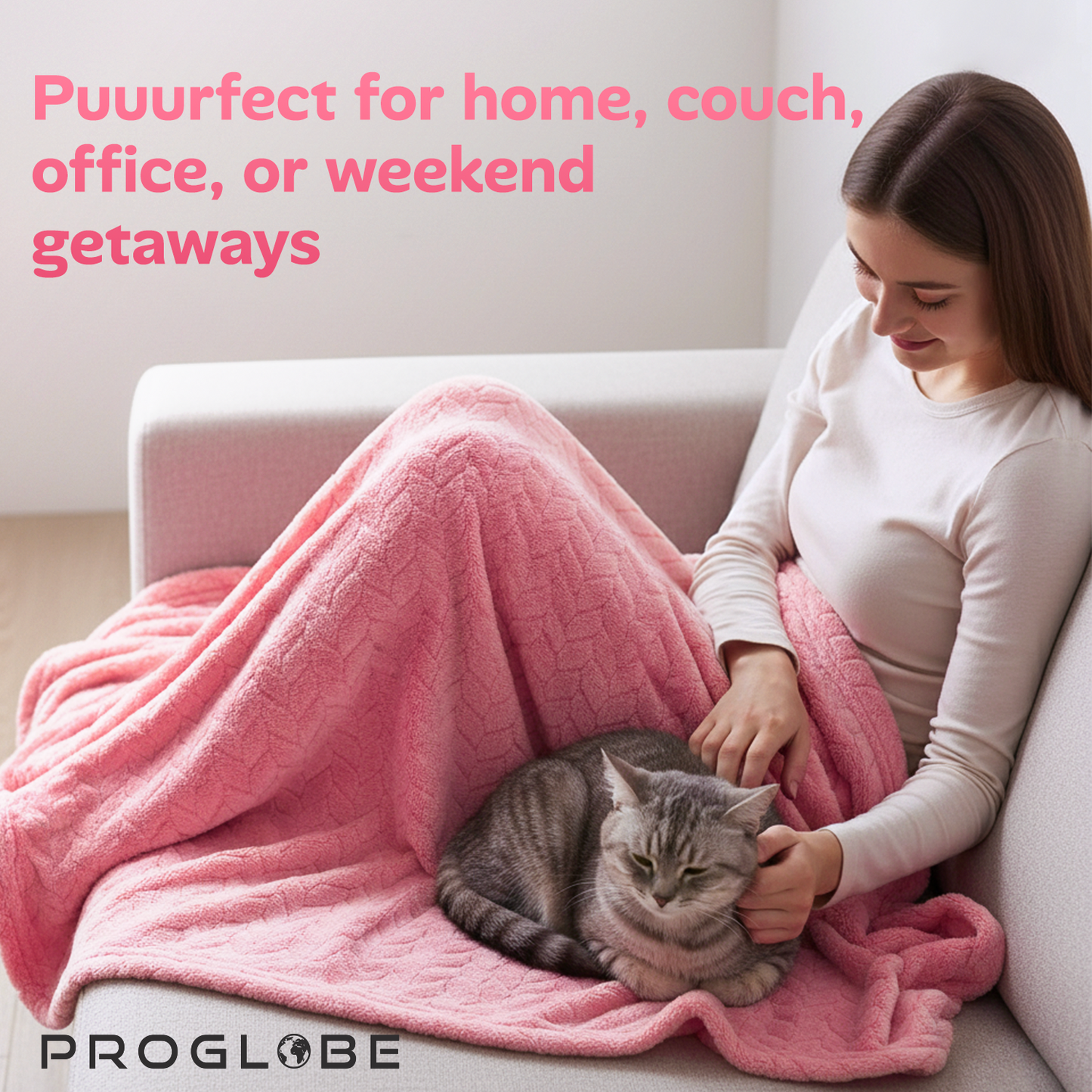 Proglobe Premium Travel Blanket – Lightweight Micro Plush Blanket for Airplanes, Camping & All-Season Travel Comfort