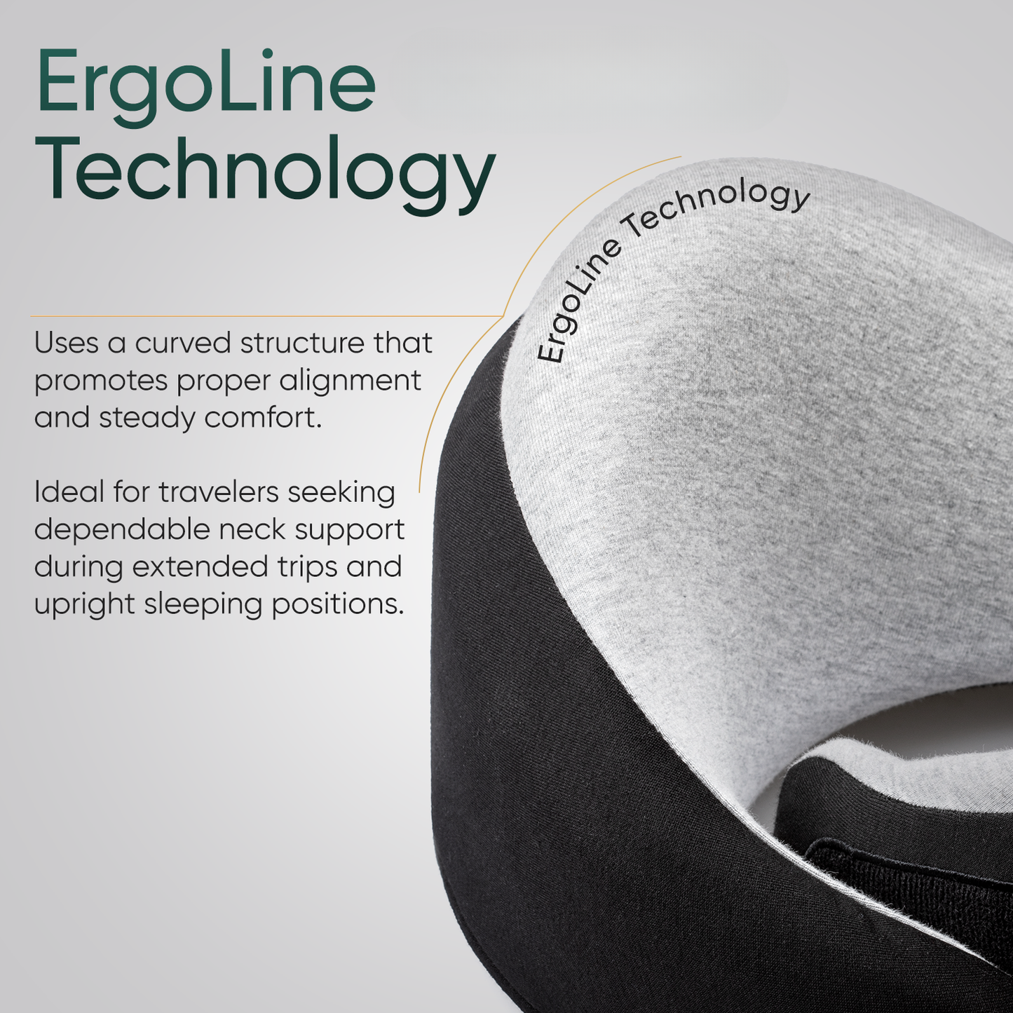 Proglobe Charcoal Black Memory Foam Travel Neck Pillow for Airplanes – Lightweight Ergonomic Chin Support Pillow with Compression Bag