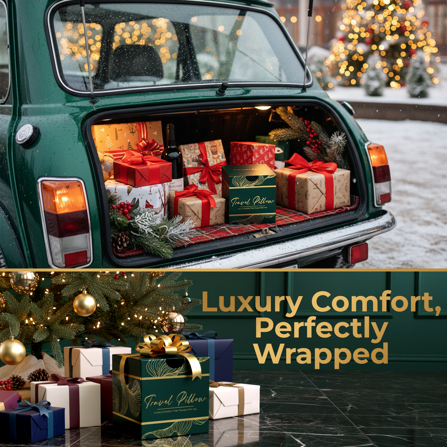 Proglobe Charcoal Black Memory Foam Travel Neck Pillow for Airplanes – Lightweight Ergonomic Chin Support Pillow with Compression Bag