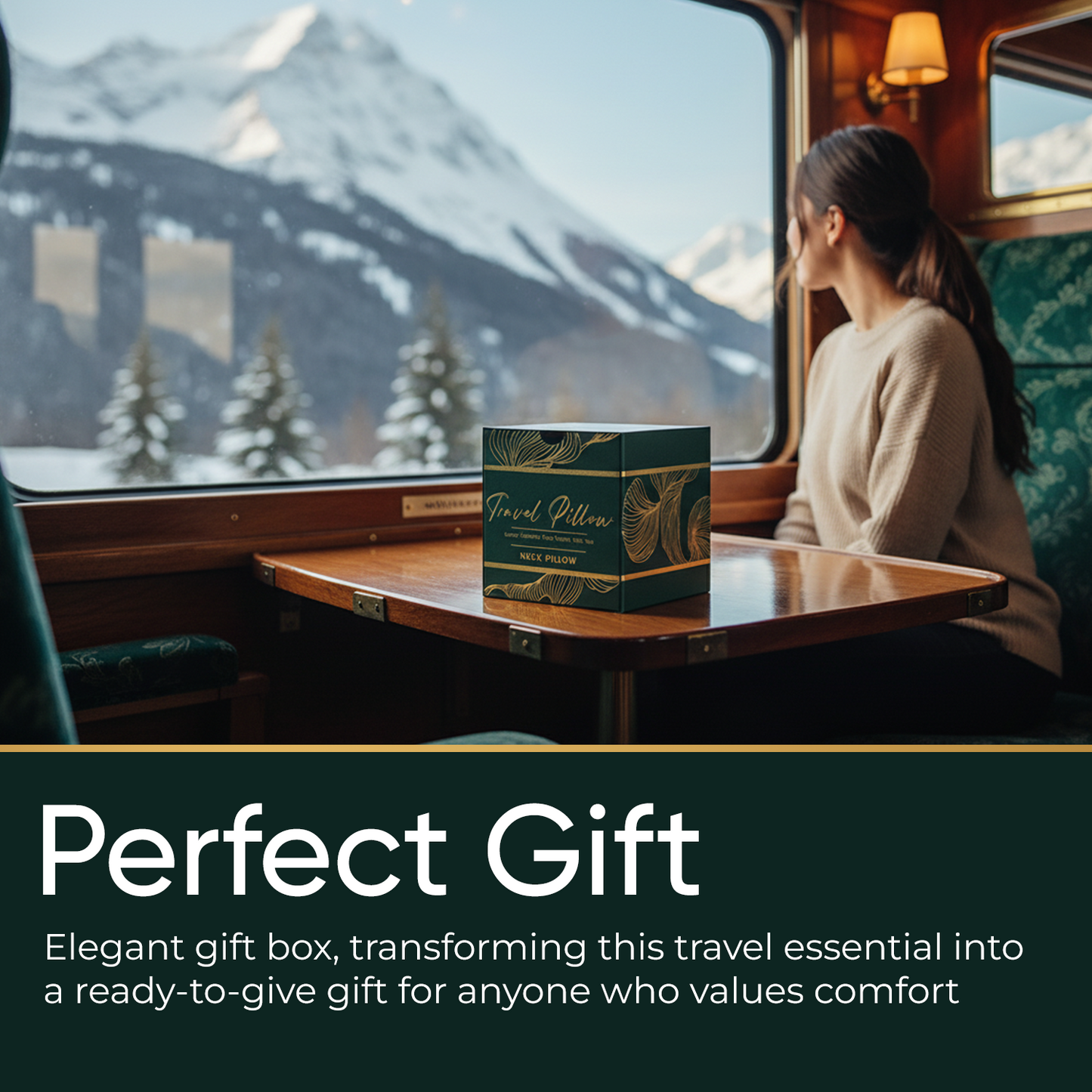 Proglobe Charcoal Black Memory Foam Travel Neck Pillow for Airplanes – Lightweight Ergonomic Chin Support Pillow with Compression Bag