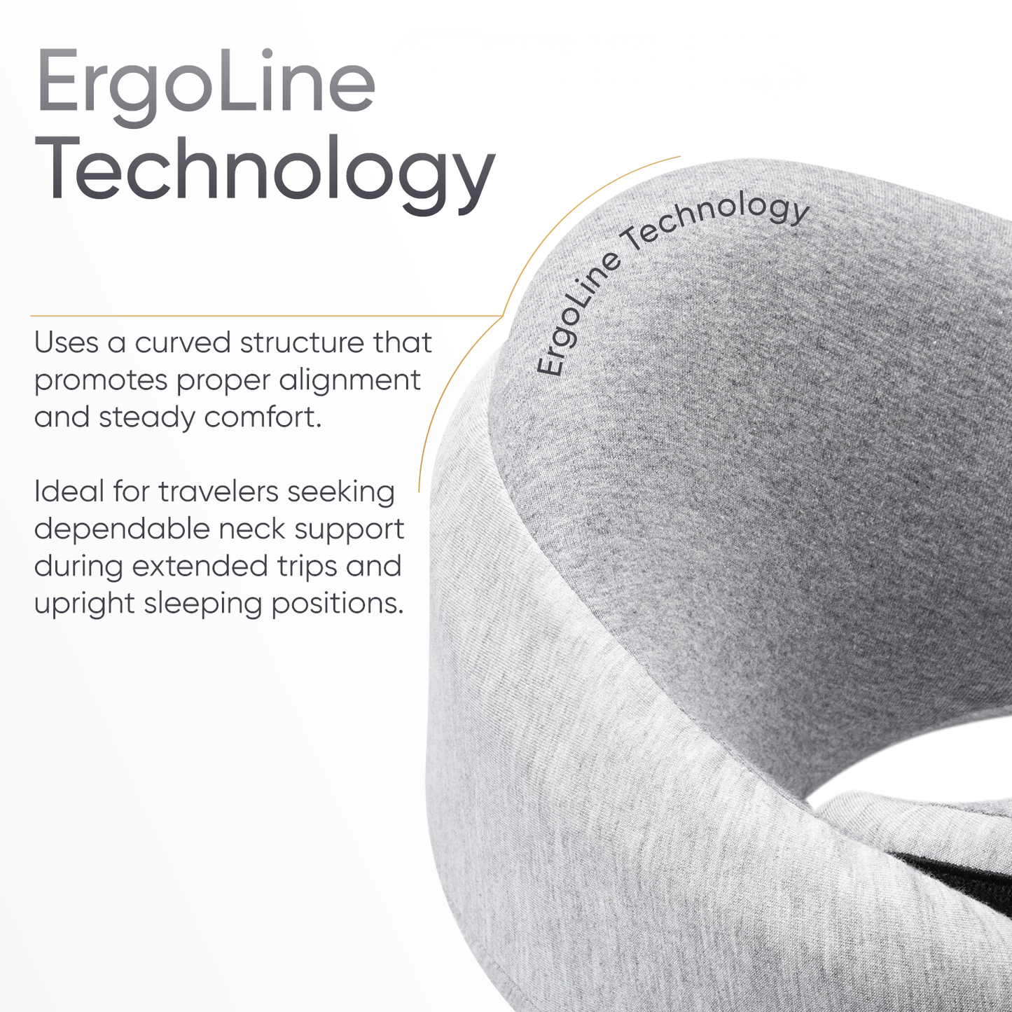 Proglobe Light Gray Memory Foam Travel Neck Pillow for Airplanes – Lightweight Ergonomic Chin Support Pillow with Compression Bag