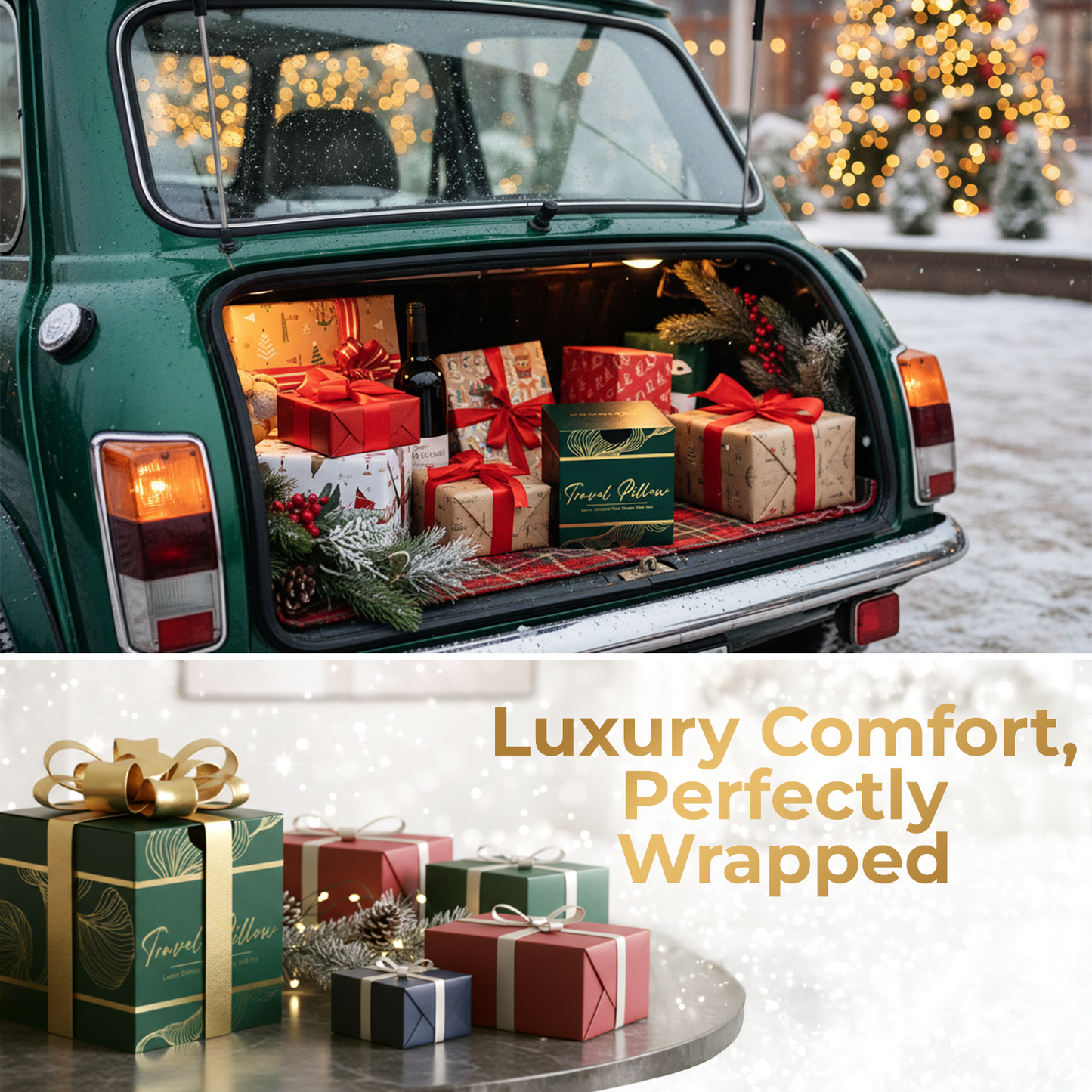 Proglobe Light Gray Memory Foam Travel Neck Pillow for Airplanes – Lightweight Ergonomic Chin Support Pillow with Compression Bag