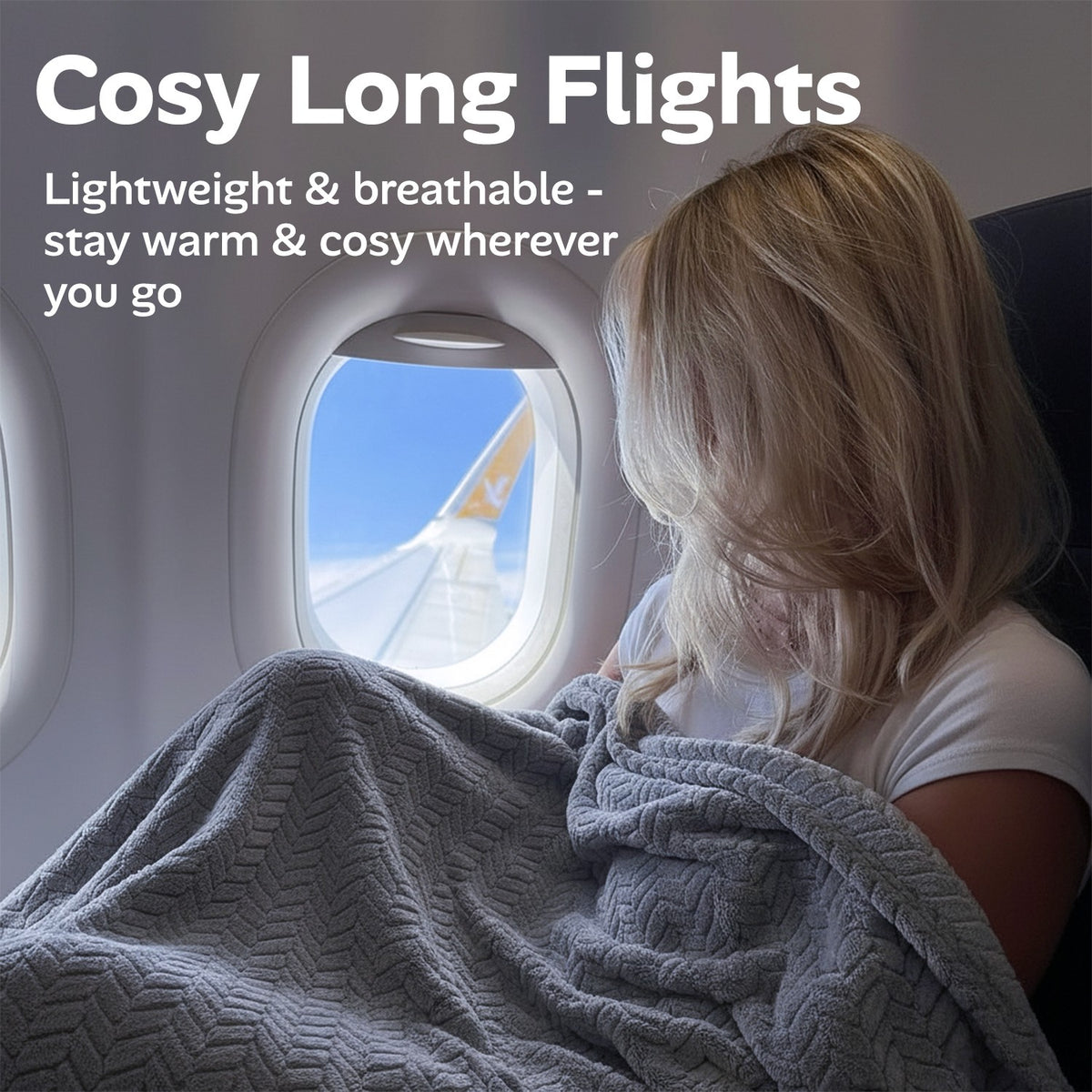Proglobe Premium Travel Blanket – Gray Lightweight Micro Plush Blanket for Airplanes, Camping & All-Season Travel Comfort