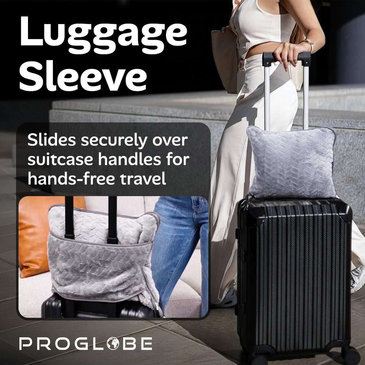 Proglobe Premium Travel Blanket – Gray Lightweight Micro Plush Blanket for Airplanes, Camping & All-Season Travel Comfort