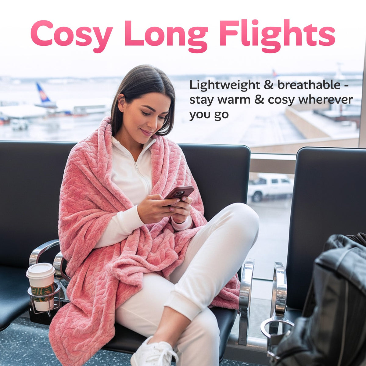 Proglobe Premium Travel Blanket – Gray Lightweight Micro Plush Blanket for Airplanes, Camping & All-Season Travel Comfort