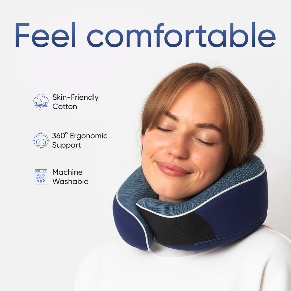 Proglobe Orthopedic Memory Foam Travel Neck Pillow Set – 360° Support Pillow with 3D Eye Mask, Earplugs & Luxury Mesh Carry Bag - Pink