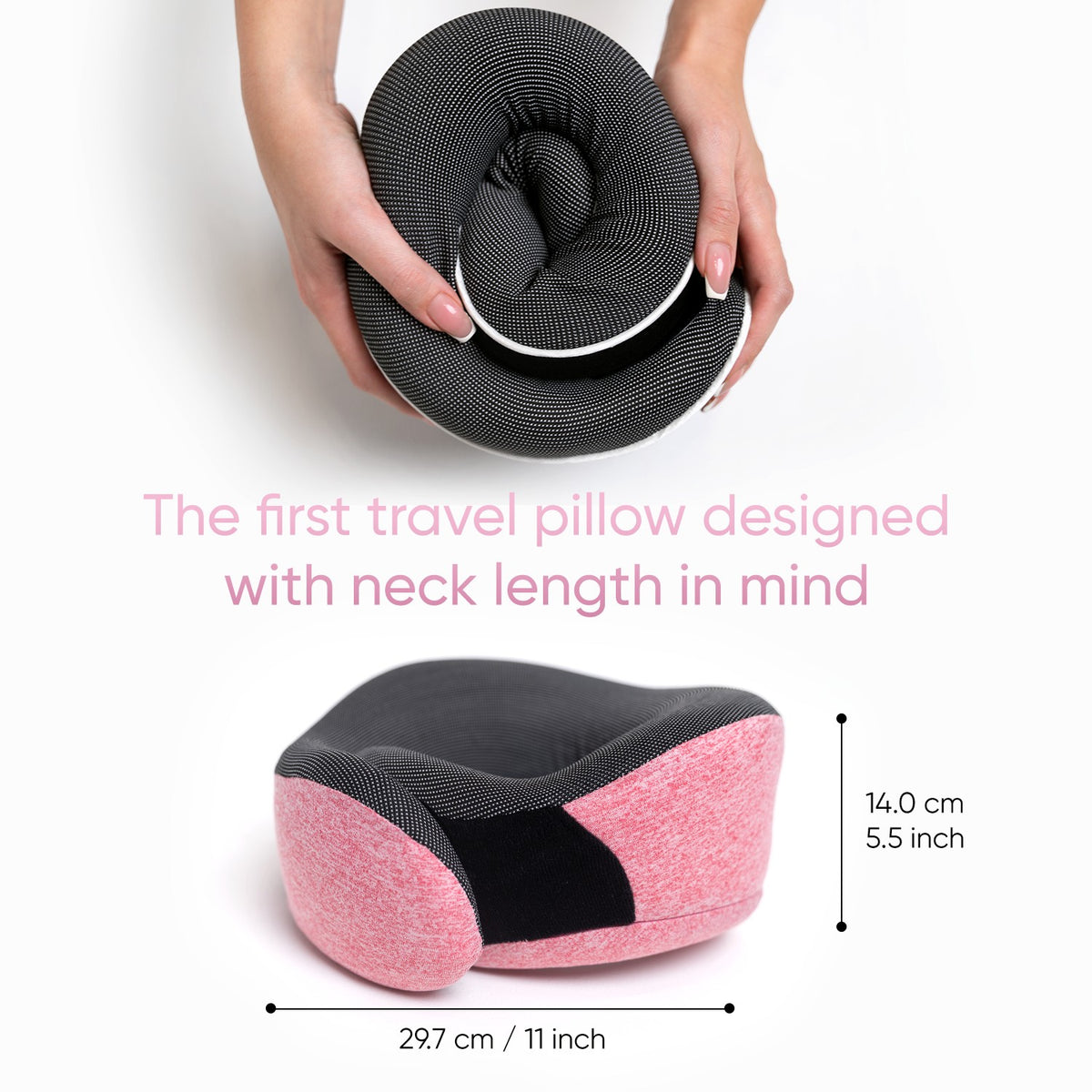 Proglobe Orthopedic Memory Foam Travel Neck Pillow Set – 360° Support Pillow with 3D Eye Mask, Earplugs & Luxury Mesh Carry Bag - Pink